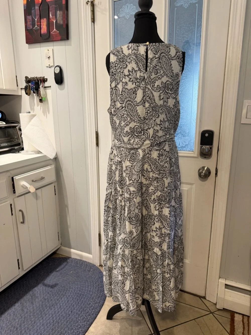 Talbots Black and White Paisley-Print Sleeveless Midi Dress - Picture 4 of 7